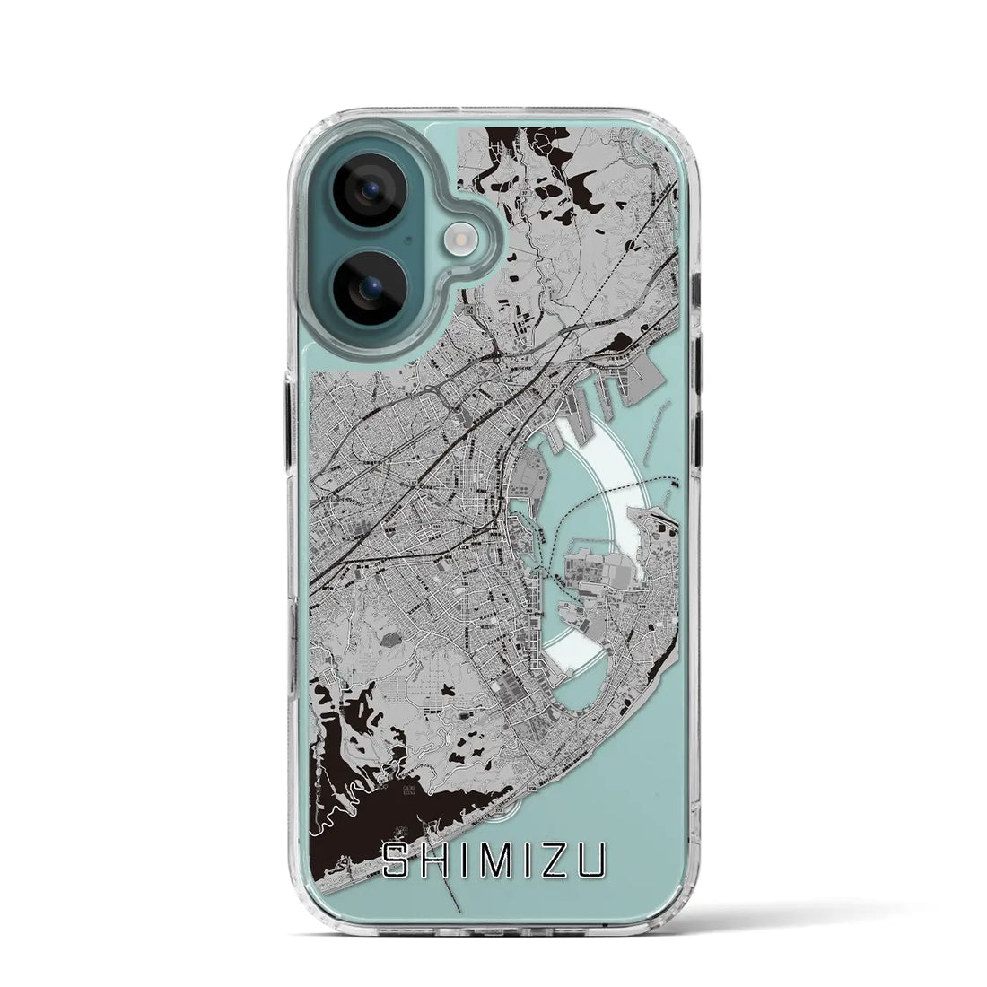 【清水（静岡県）】地図柄iPhoneケース（MagSafeタイプ）モノトーン・iPhone 16 Pro 用