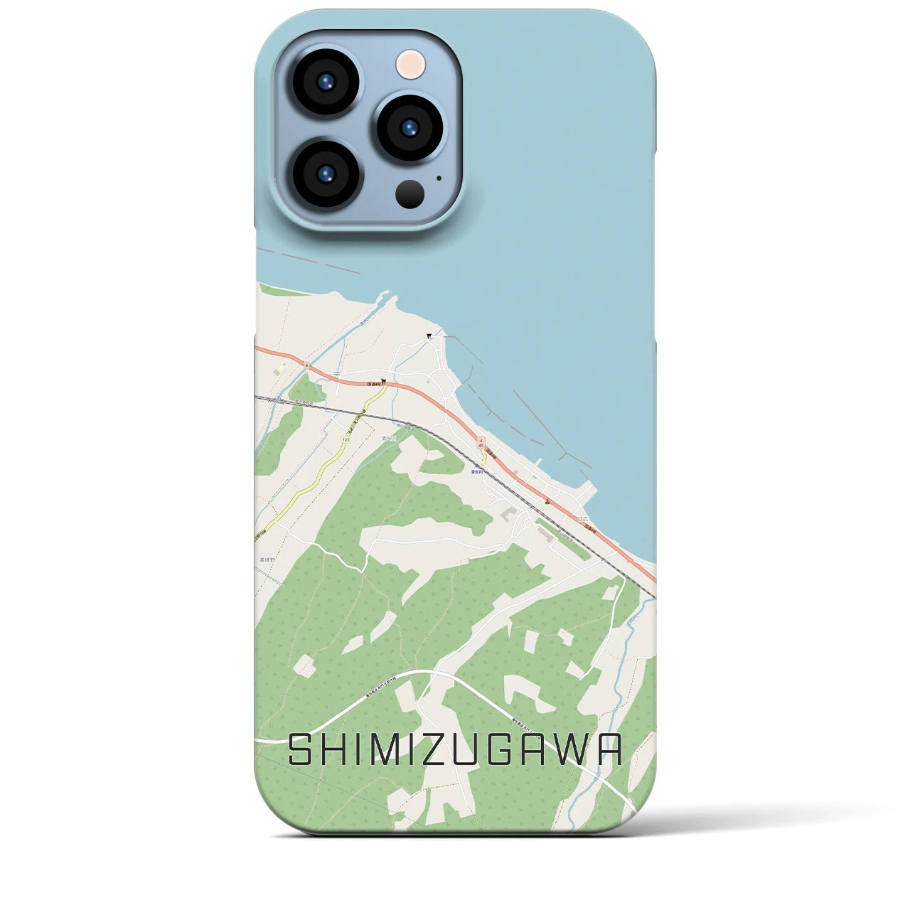 【清水川（青森県）】地図柄iPhoneケース（バックカバータイプ）