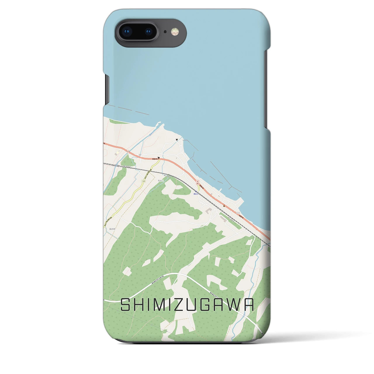 【清水川（青森県）】地図柄iPhoneケース（バックカバータイプ）