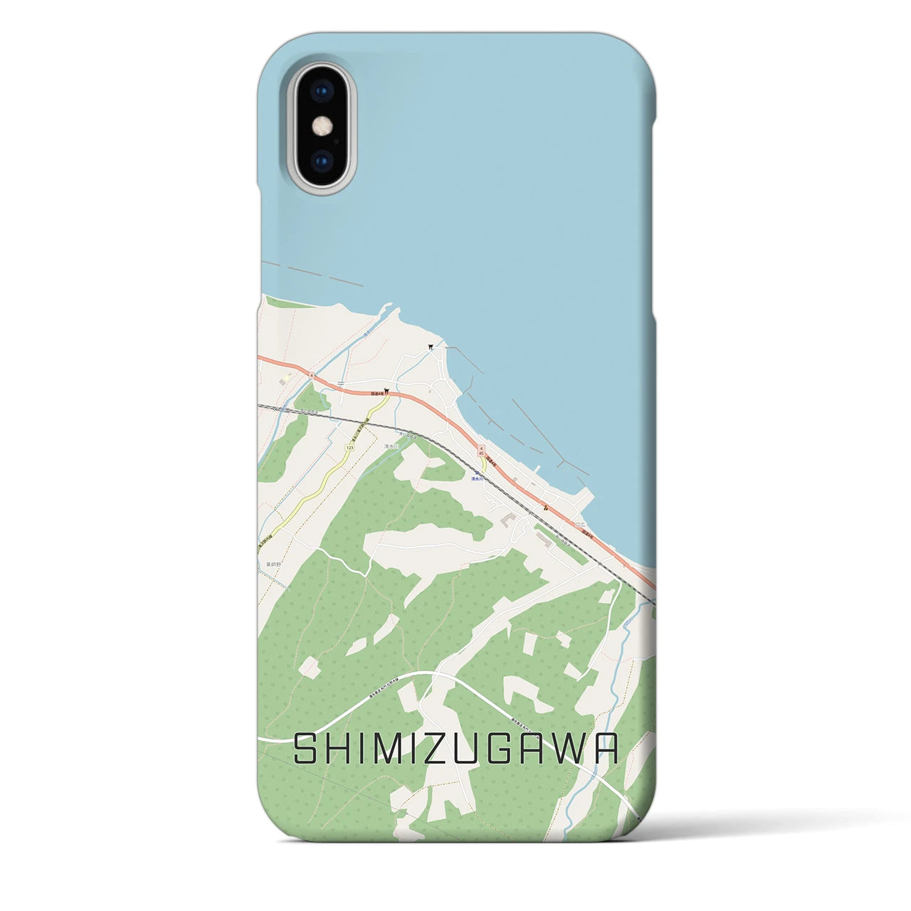 【清水川（青森県）】地図柄iPhoneケース（バックカバータイプ）