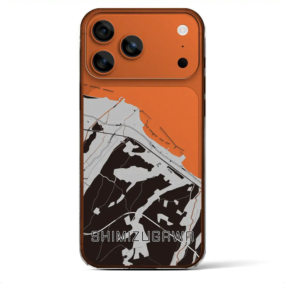 【清水川（青森県）】地図柄iPhoneケース（クリアタイプ）モノトーン・iPhone 17 Pro Max 用