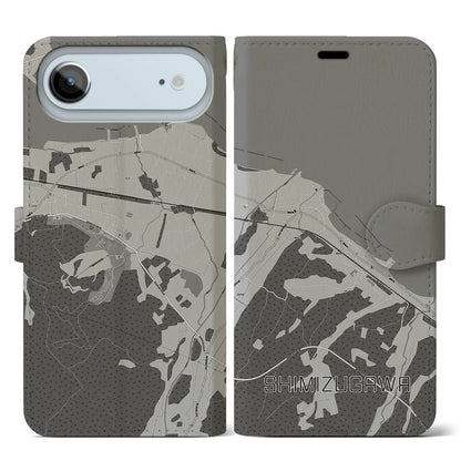 【清水川（青森県）】地図柄iPhoneケース（手帳タイプ）