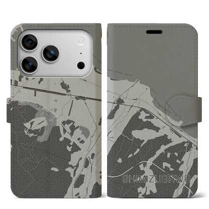 【清水川（青森県）】地図柄iPhoneケース（手帳タイプ）