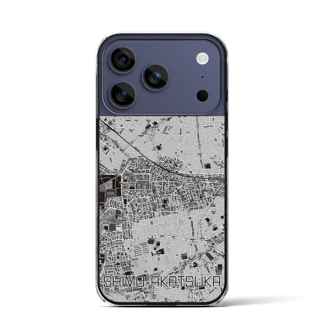 【下赤塚（東京都）】地図柄iPhoneケース（クリアタイプ）モノトーン・iPhone 17 Pro Max 用