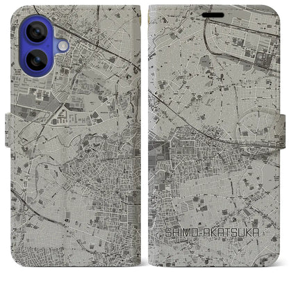 【下赤塚（東京都）】地図柄iPhoneケース（手帳タイプ）モノトーン・iPhone 16 Pro Max 用