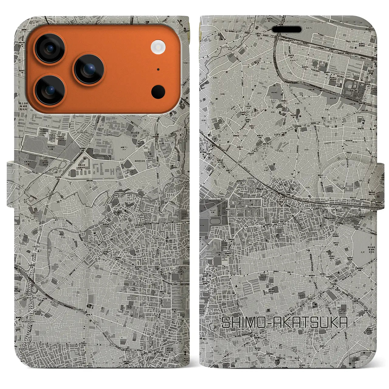 【下赤塚（東京都）】地図柄iPhoneケース（手帳タイプ）