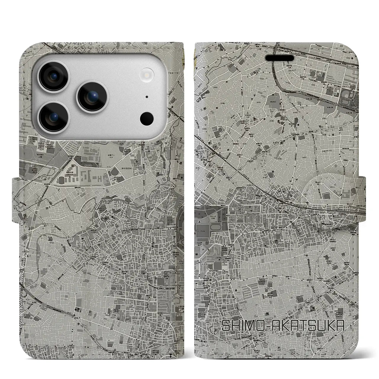 【下赤塚（東京都）】地図柄iPhoneケース（手帳タイプ）