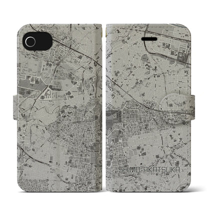 【下赤塚（東京都）】地図柄iPhoneケース（手帳タイプ）モノトーン・iPhone SE（第3 / 第2世代） / 8 / 7 / 6s / 6 用