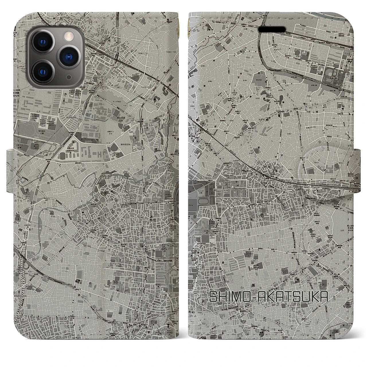 【下赤塚（東京都）】地図柄iPhoneケース（手帳タイプ）
