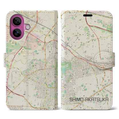 【下赤塚（東京都）】地図柄iPhoneケース（手帳タイプ）ナチュラル・iPhone 16 Pro 用