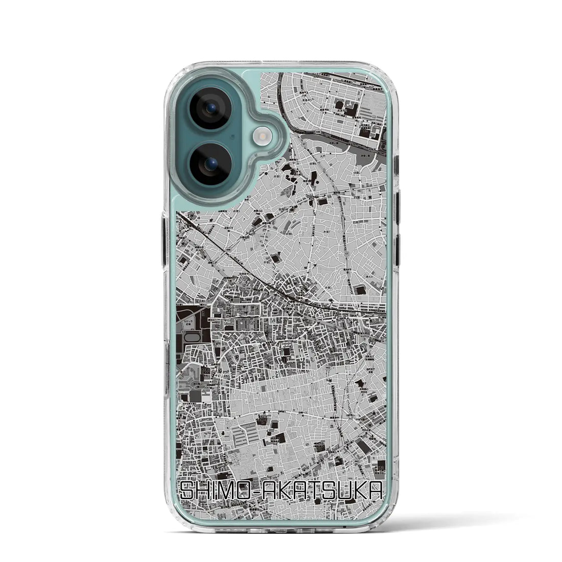 【下赤塚(東京都)】地図柄iPhoneケース(MagSafeタイプ)モノトーン・iPhone 16 Pro 用