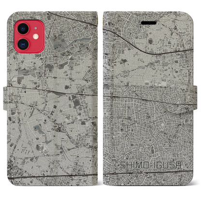 【下井草（東京都）】地図柄iPhoneケース（手帳タイプ）モノトーン・iPhone 11 用