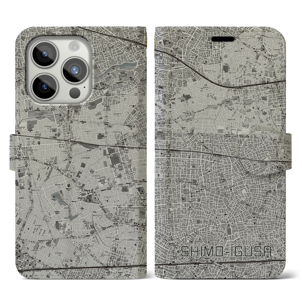 【下井草（東京都）】地図柄iPhoneケース（手帳タイプ）