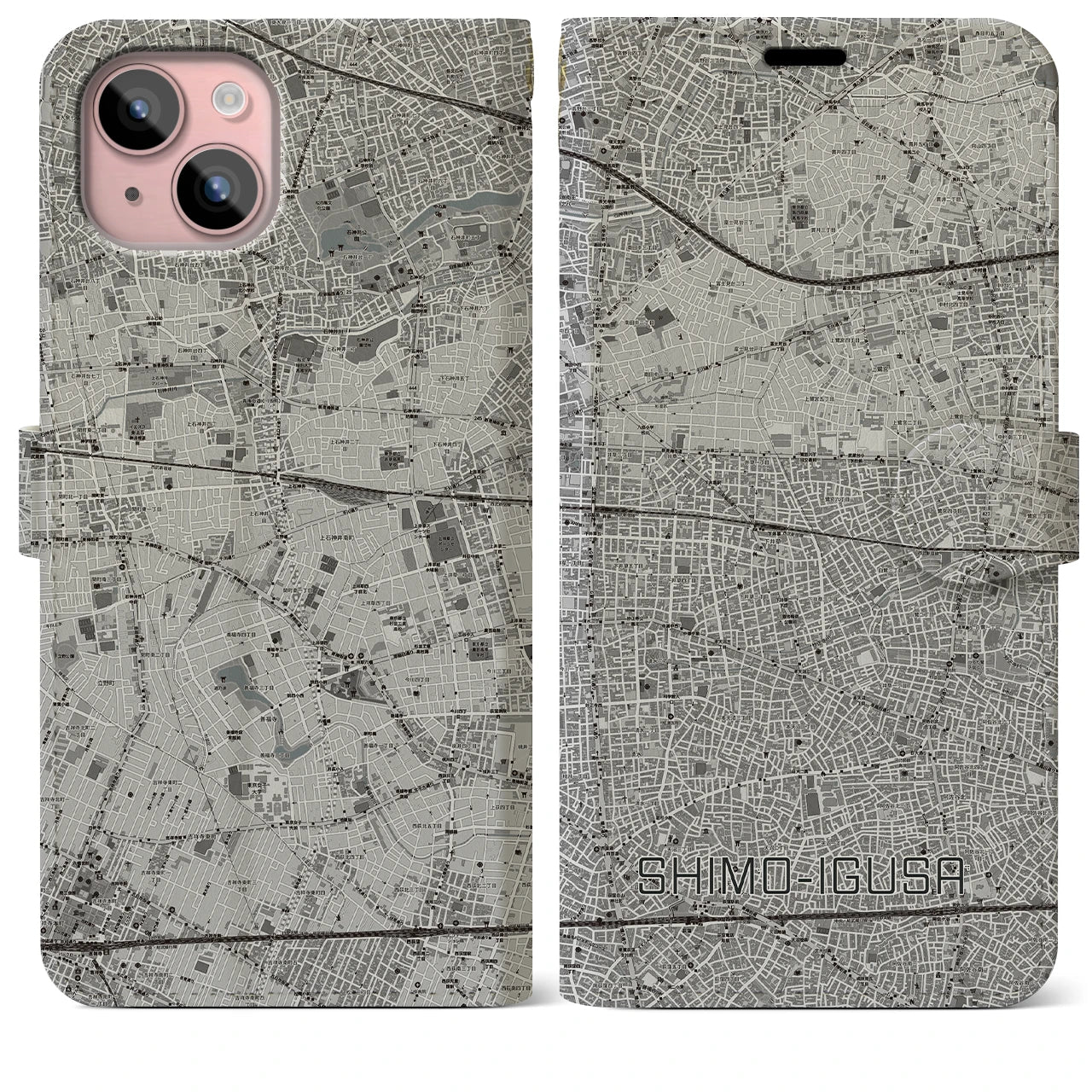 【下井草（東京都）】地図柄iPhoneケース（手帳タイプ）