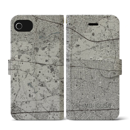 【下井草（東京都）】地図柄iPhoneケース（手帳タイプ）モノトーン・iPhone SE（第3 / 第2世代） / 8 / 7 / 6s / 6 用
