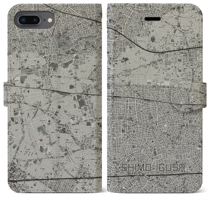 【下井草（東京都）】地図柄iPhoneケース（手帳タイプ）モノトーン・iPhone 8Plus /7Plus / 6sPlus / 6Plus 用
