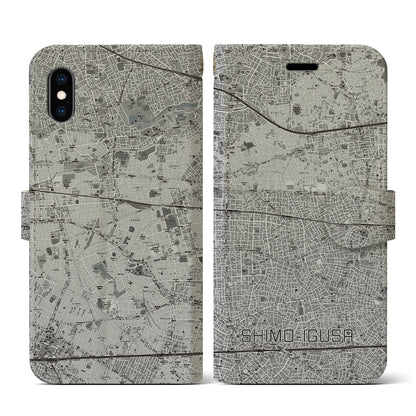 【下井草（東京都）】地図柄iPhoneケース（手帳タイプ）モノトーン・iPhone XS / X 用