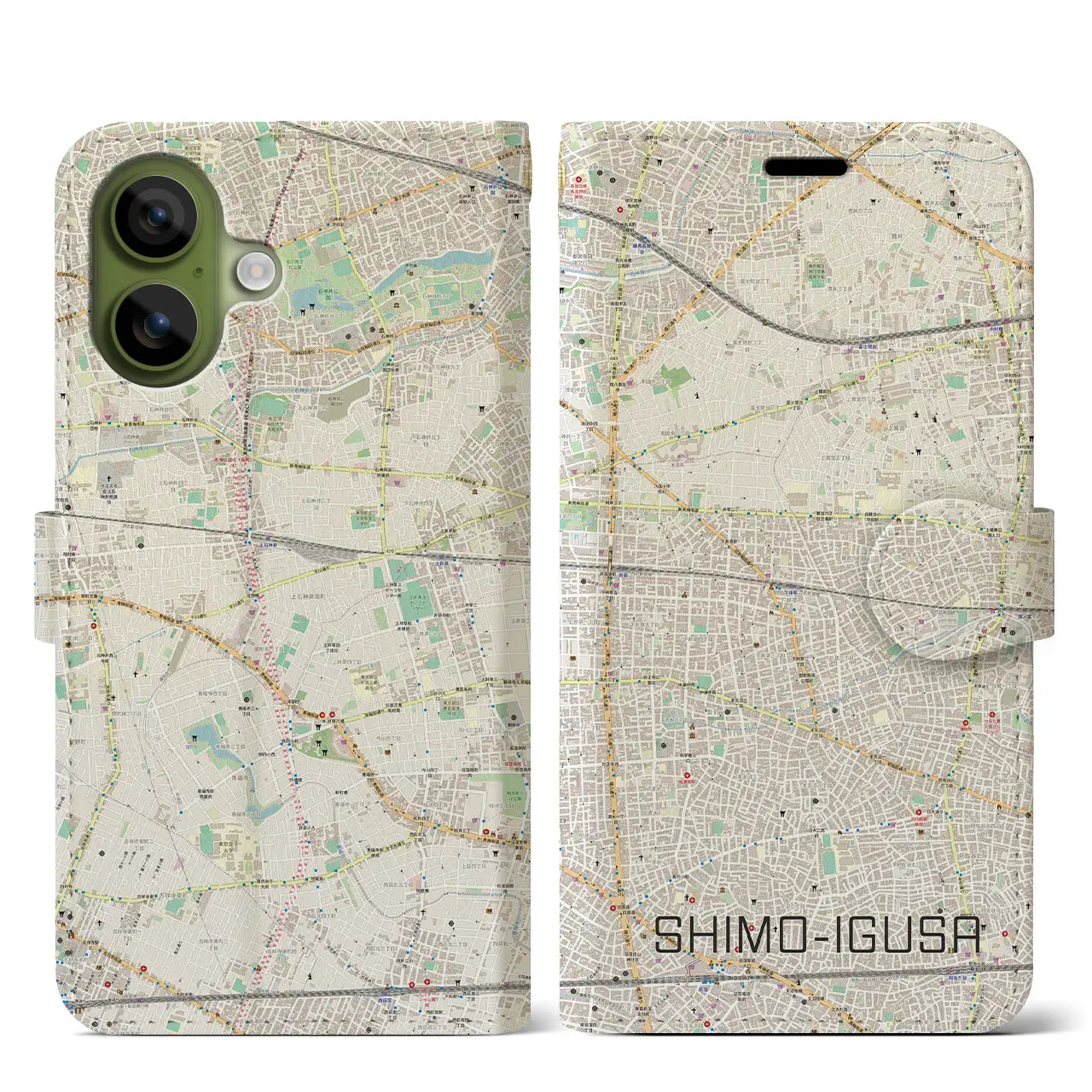 【下井草（東京都）】地図柄iPhoneケース（手帳タイプ）