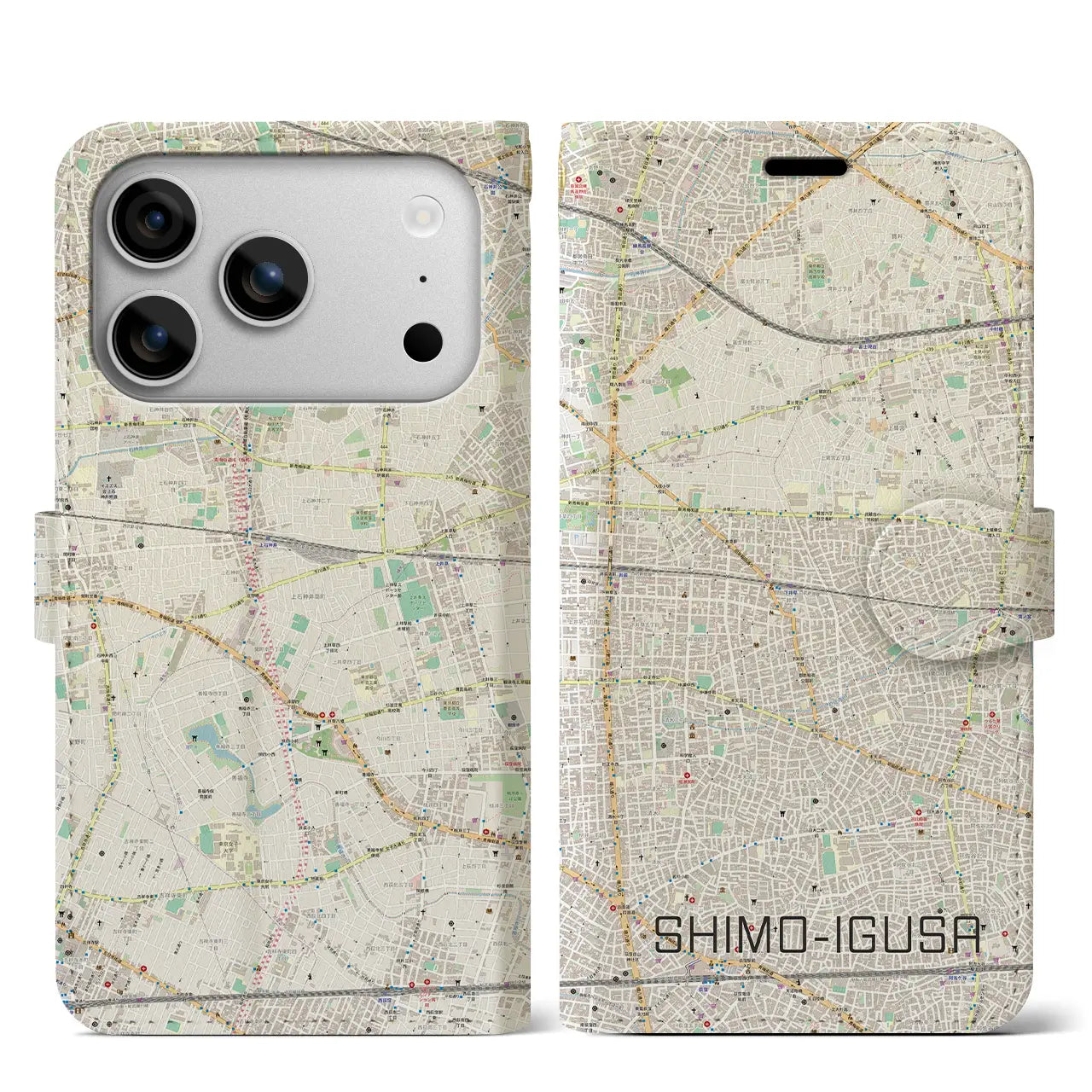 【下井草（東京都）】地図柄iPhoneケース（手帳タイプ）