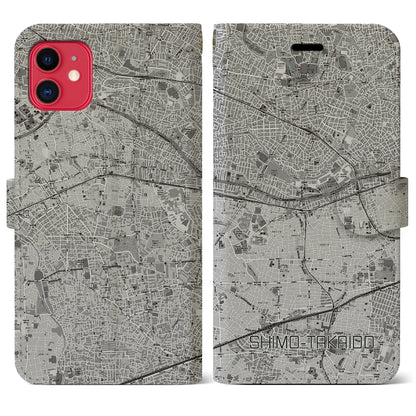 【下高井戸（東京都）】地図柄iPhoneケース（手帳タイプ）モノトーン・iPhone 11 用