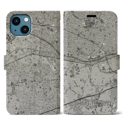 【下高井戸（東京都）】地図柄iPhoneケース（手帳タイプ）モノトーン・iPhone 13 用