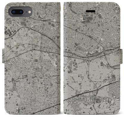 【下高井戸（東京都）】地図柄iPhoneケース（手帳タイプ）モノトーン・iPhone 8Plus /7Plus / 6sPlus / 6Plus 用