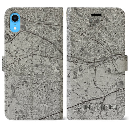 【下高井戸（東京都）】地図柄iPhoneケース（手帳タイプ）モノトーン・iPhone XR 用