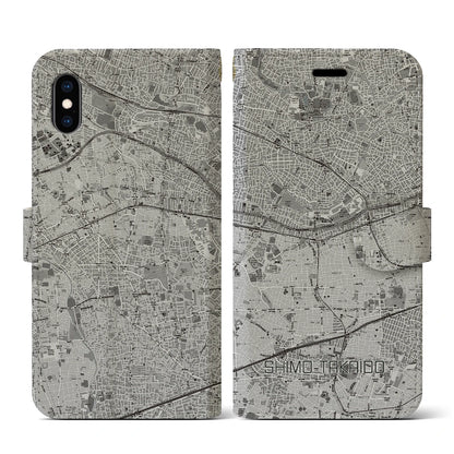 【下高井戸（東京都）】地図柄iPhoneケース（手帳タイプ）モノトーン・iPhone XS / X 用