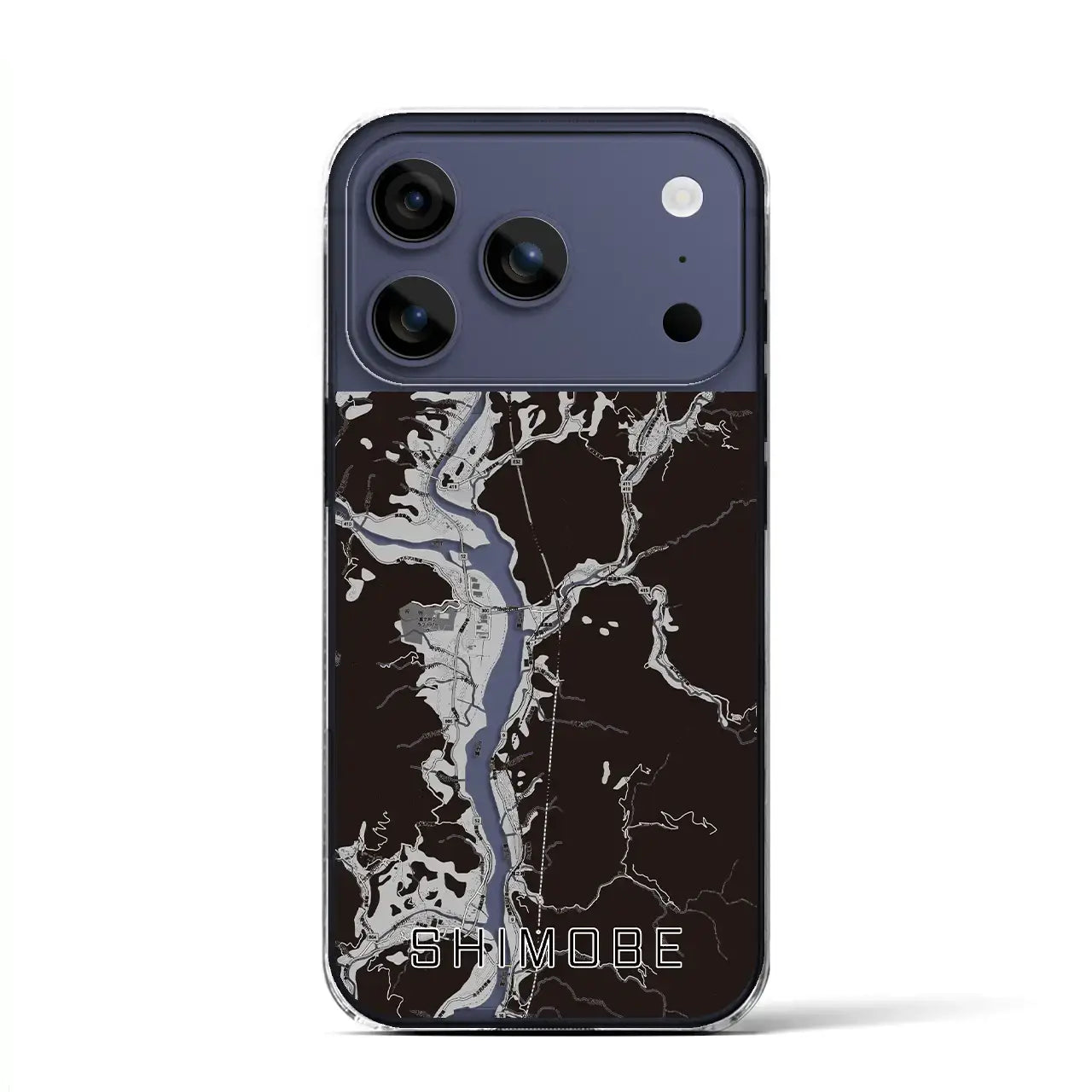 【下部（山梨県）】地図柄iPhoneケース（クリアタイプ）モノトーン・iPhone 17 Pro Max 用