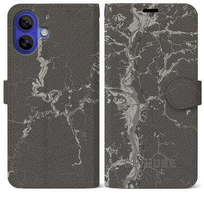 【下部（山梨県）】地図柄iPhoneケース（手帳タイプ）モノトーン・iPhone 16 Pro Max 用