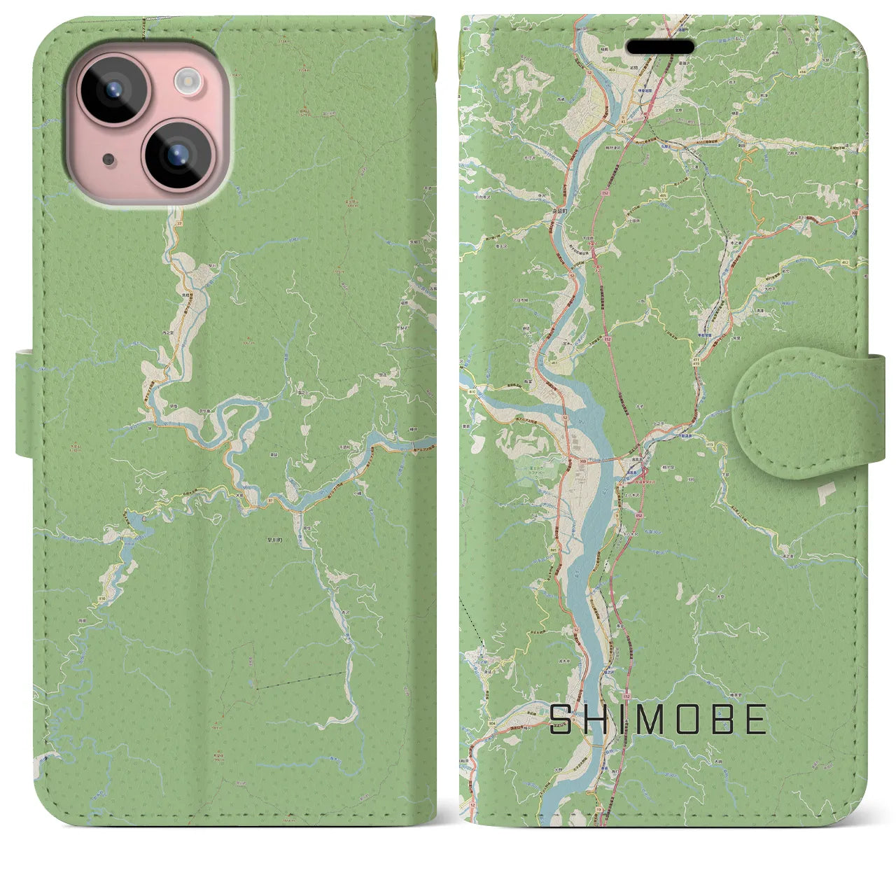 【下部（山梨県）】地図柄iPhoneケース（手帳タイプ）