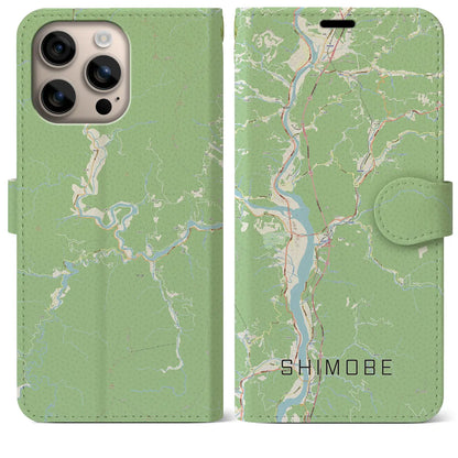 【下部（山梨県）】地図柄iPhoneケース（手帳タイプ）ナチュラル・iPhone 16 Plus 用