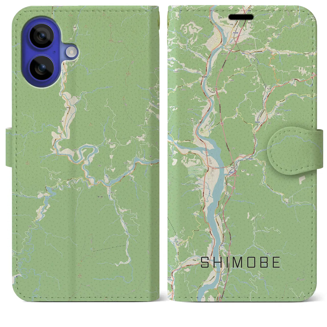 【下部（山梨県）】地図柄iPhoneケース（手帳タイプ）ナチュラル・iPhone 16 Pro Max 用