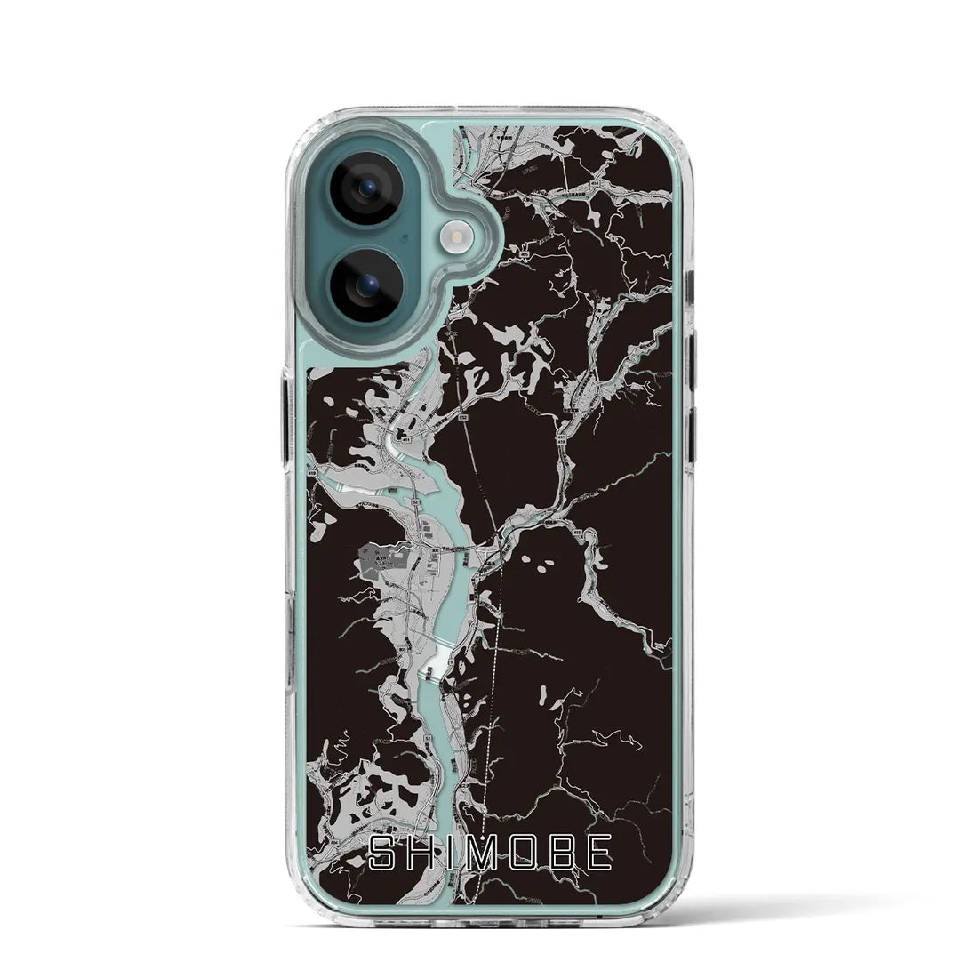 【下部(山梨県)】地図柄iPhoneケース(MagSafeタイプ)モノトーン・iPhone 16 Pro 用