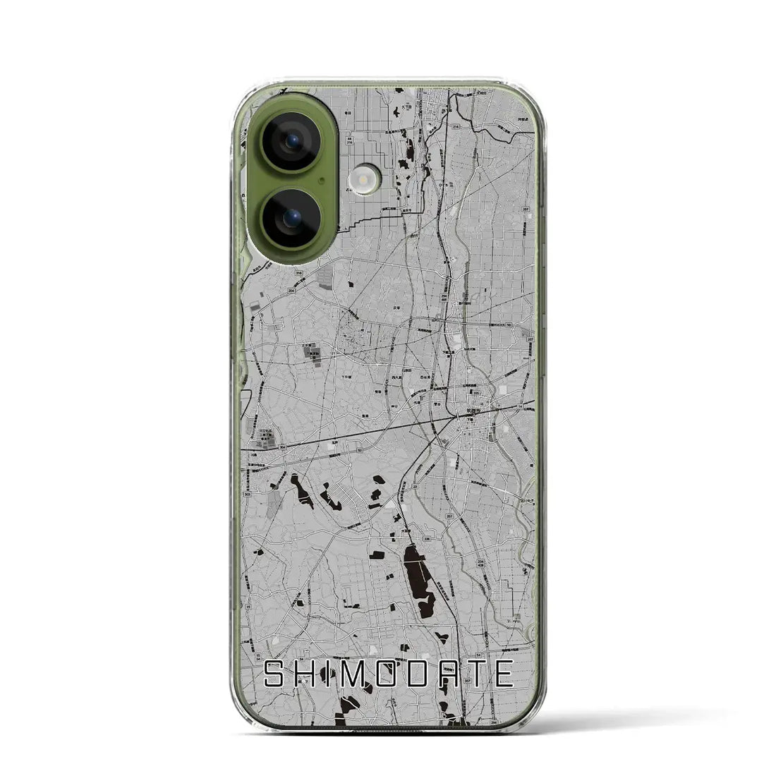 【下館（茨城県）】地図柄iPhoneケース（クリアタイプ）モノトーン・iPhone 17 Pro Max 用