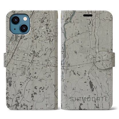 【下館（茨城県）】地図柄iPhoneケース（手帳タイプ）モノトーン・iPhone 13 用