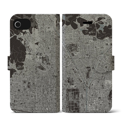 【下鴨（京都府）】地図柄iPhoneケース（手帳タイプ）モノトーン・iPhone SE（第3 / 第2世代） / 8 / 7 / 6s / 6 用