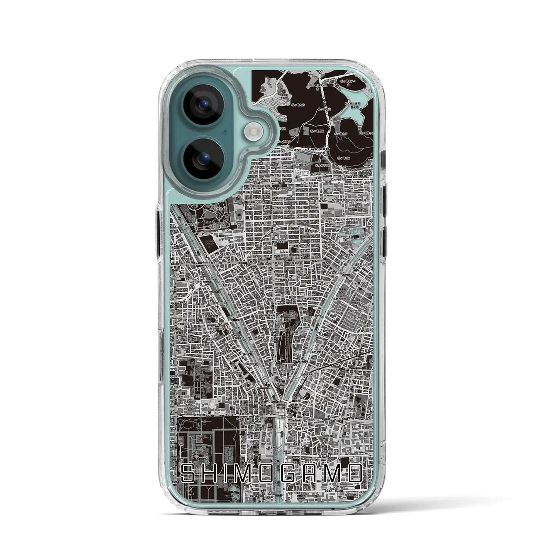 【下鴨（京都府）】地図柄iPhoneケース（MagSafeタイプ）モノトーン・iPhone 16 Pro 用