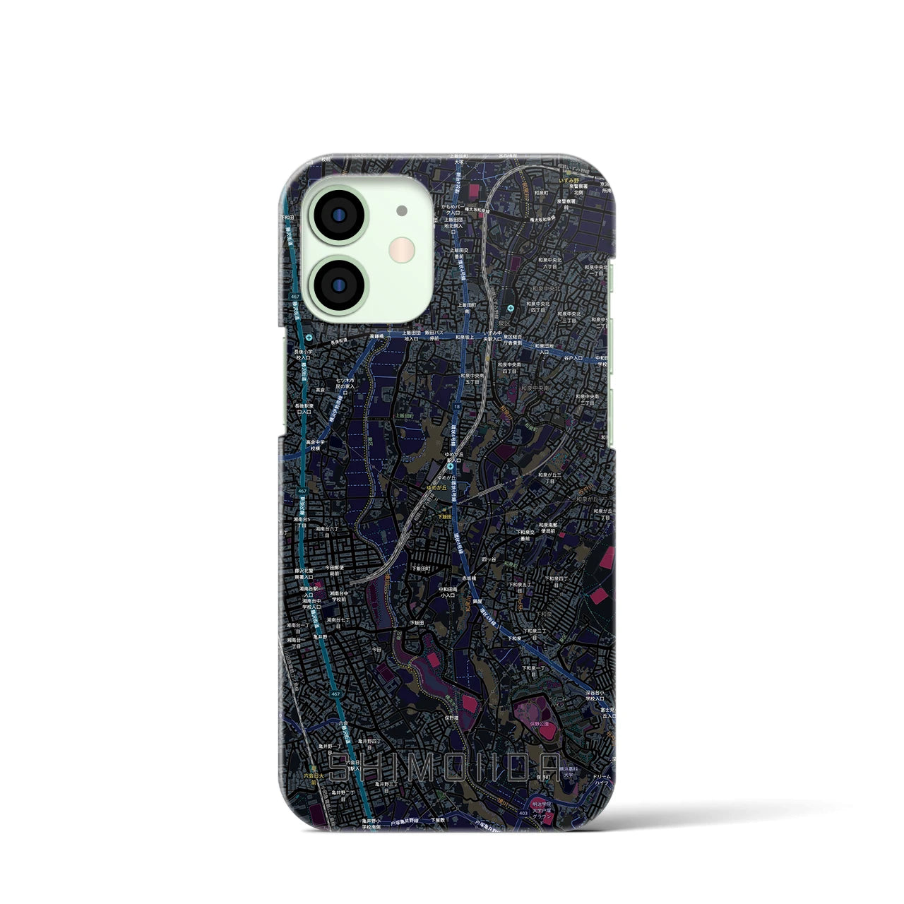 【下飯田（神奈川県）】地図柄iPhoneケース（バックカバータイプ）