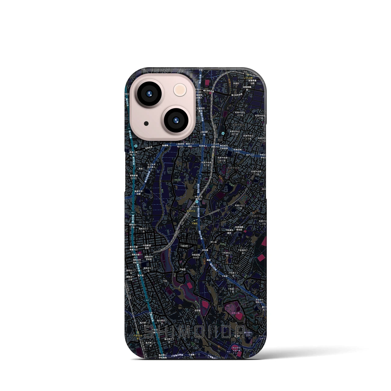 【下飯田（神奈川県）】地図柄iPhoneケース（バックカバータイプ）