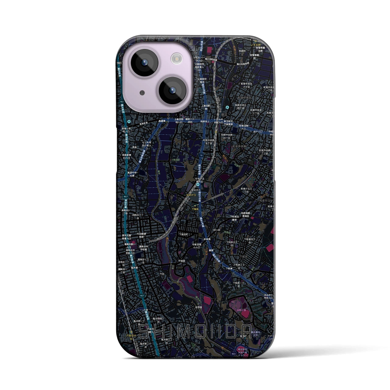 【下飯田（神奈川県）】地図柄iPhoneケース（バックカバータイプ）
