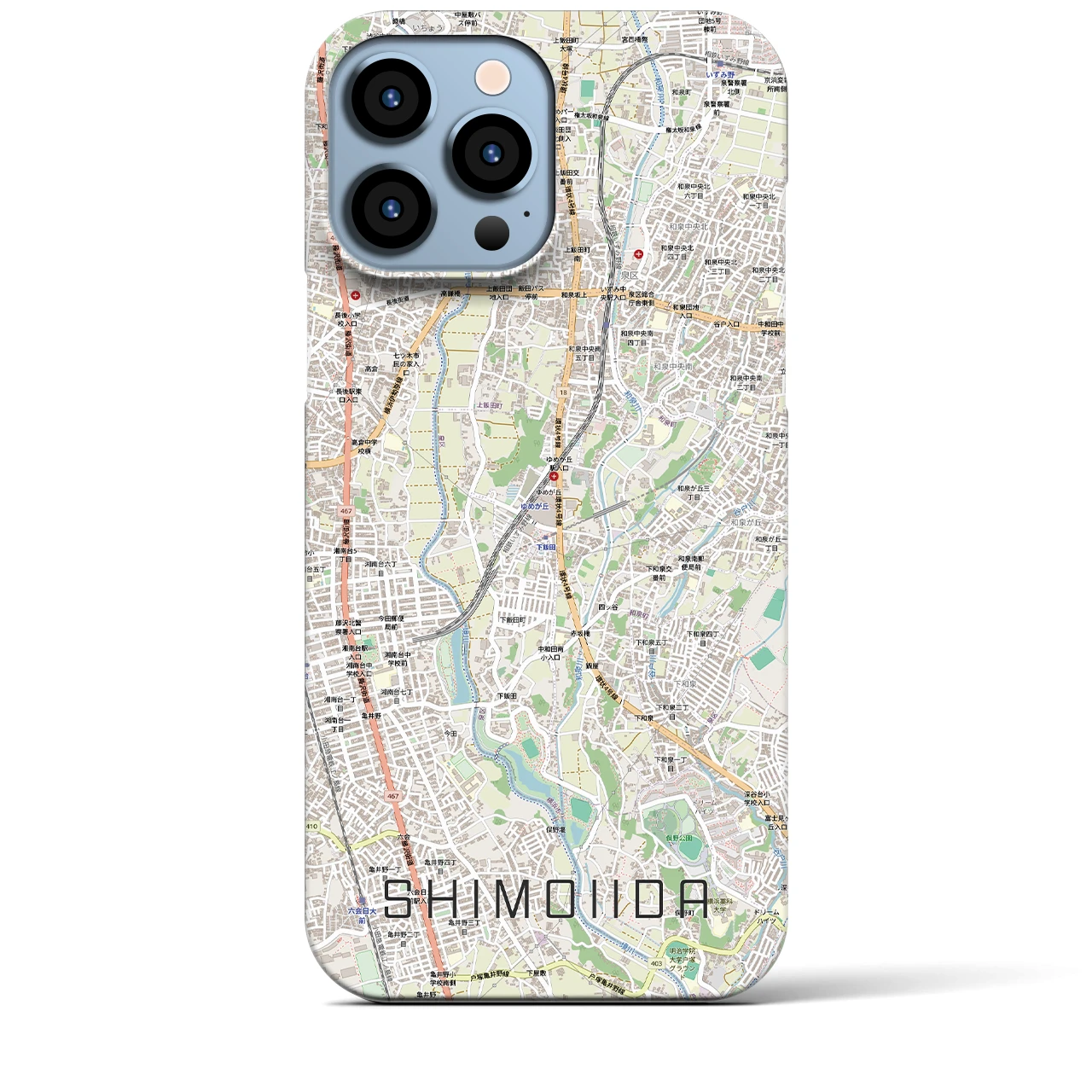 【下飯田（神奈川県）】地図柄iPhoneケース（バックカバータイプ）