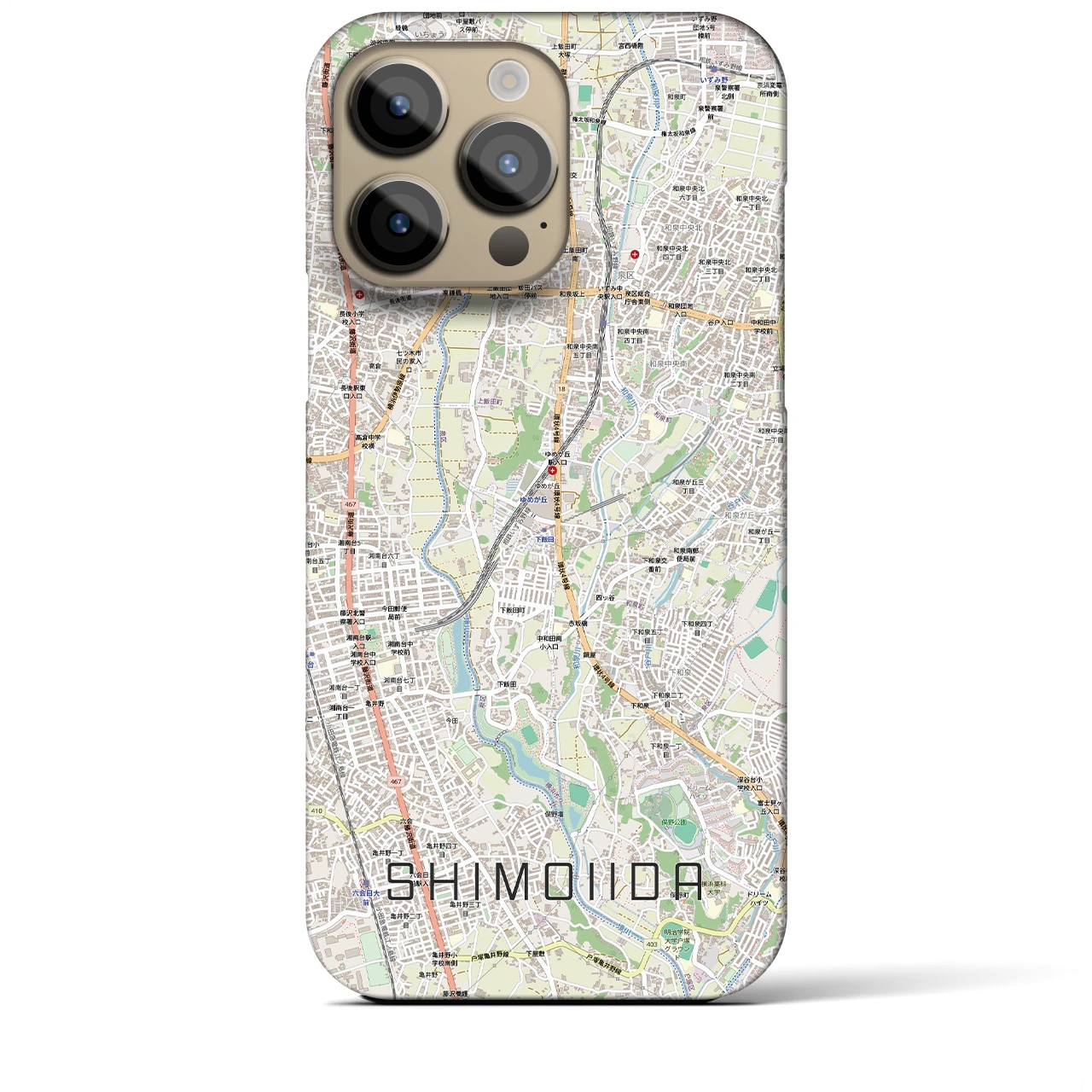 【下飯田（神奈川県）】地図柄iPhoneケース（バックカバータイプ）