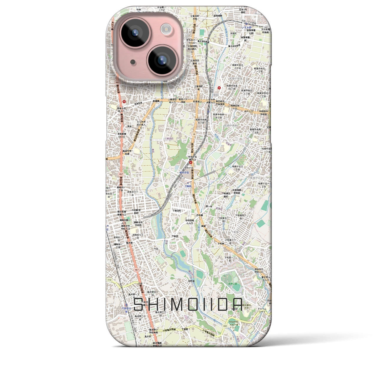【下飯田（神奈川県）】地図柄iPhoneケース（バックカバータイプ）