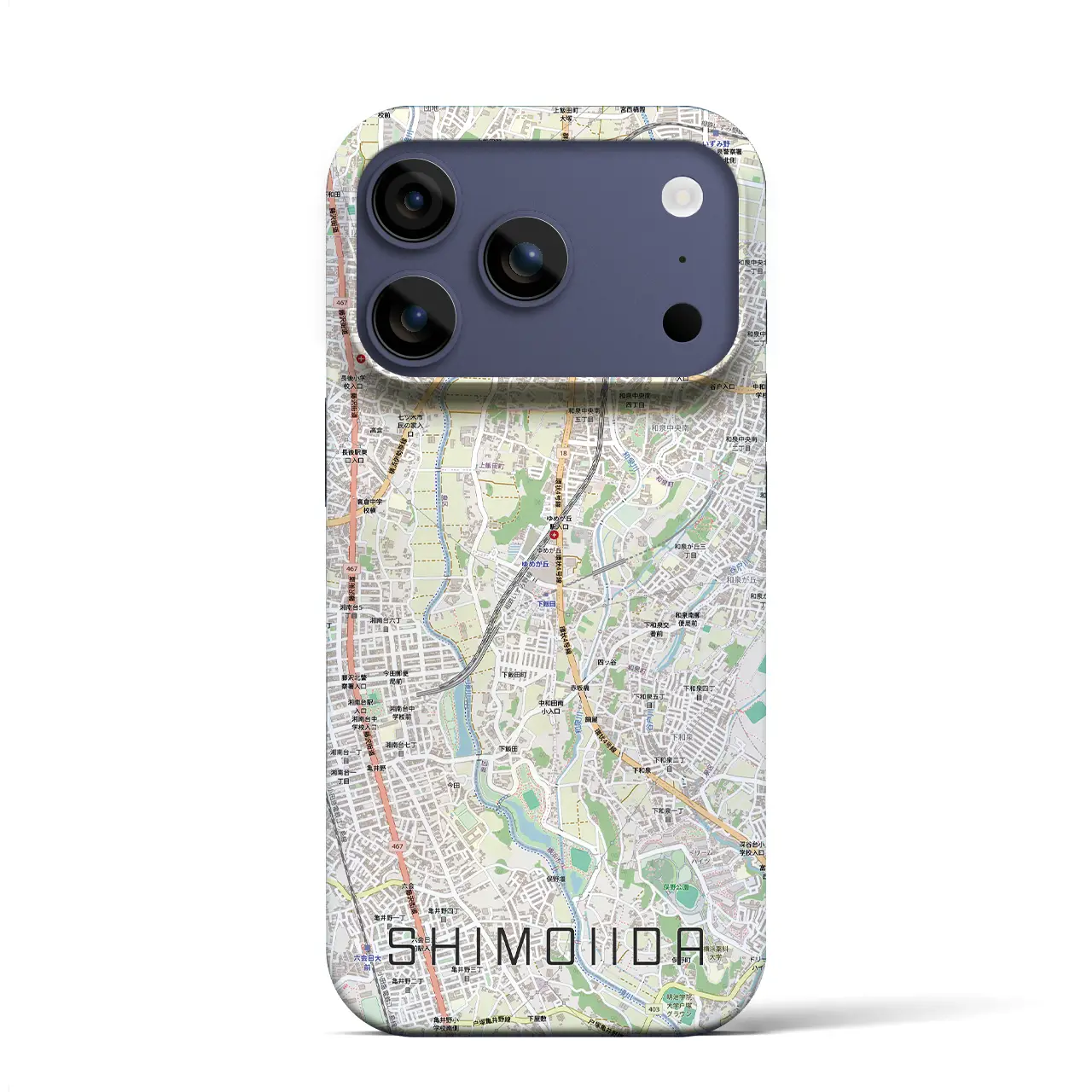 【下飯田（神奈川県）】地図柄iPhoneケース（バックカバータイプ）