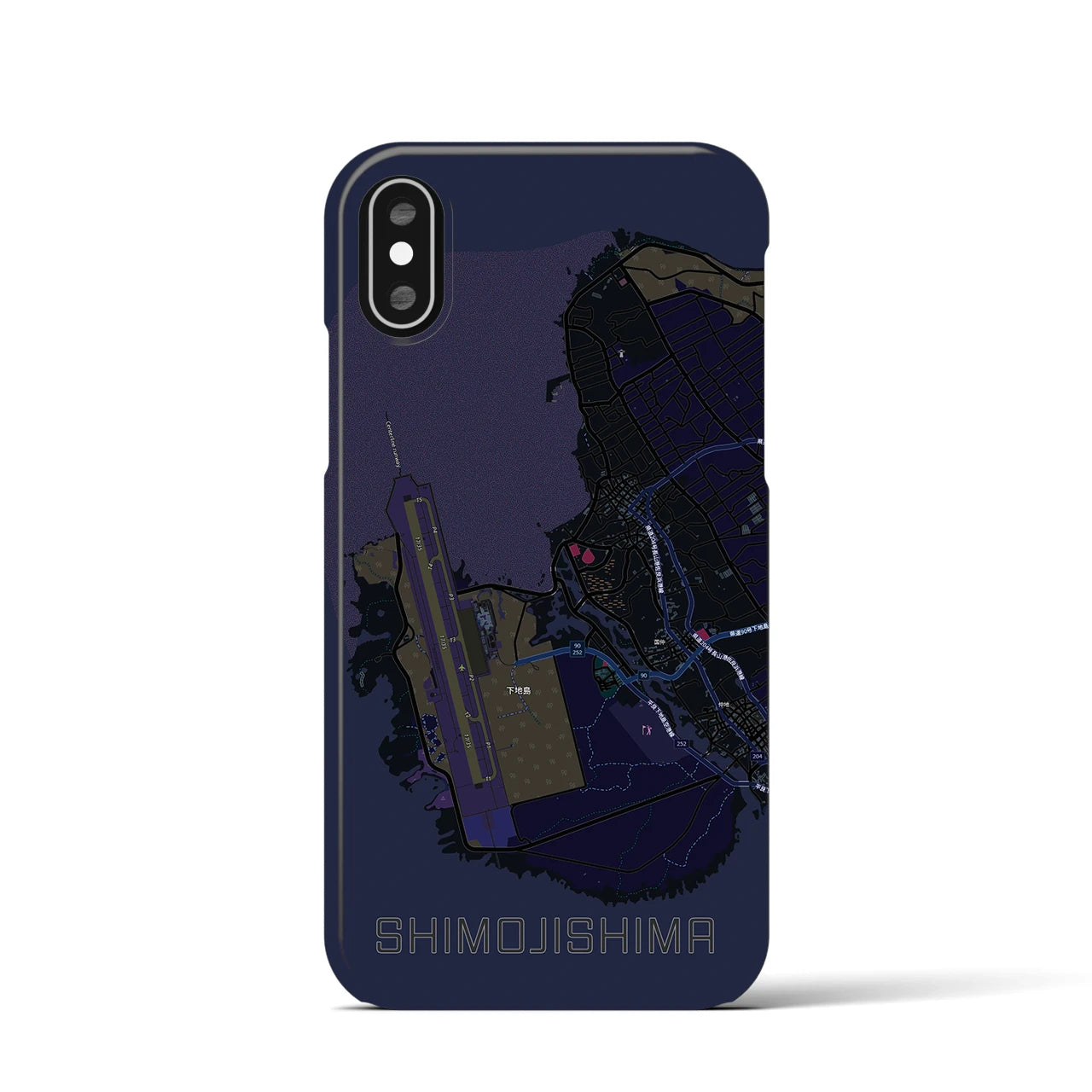 【下地島】地図柄iPhoneケース（バックカバータイプ・ブラック）iPhone XS / X 用