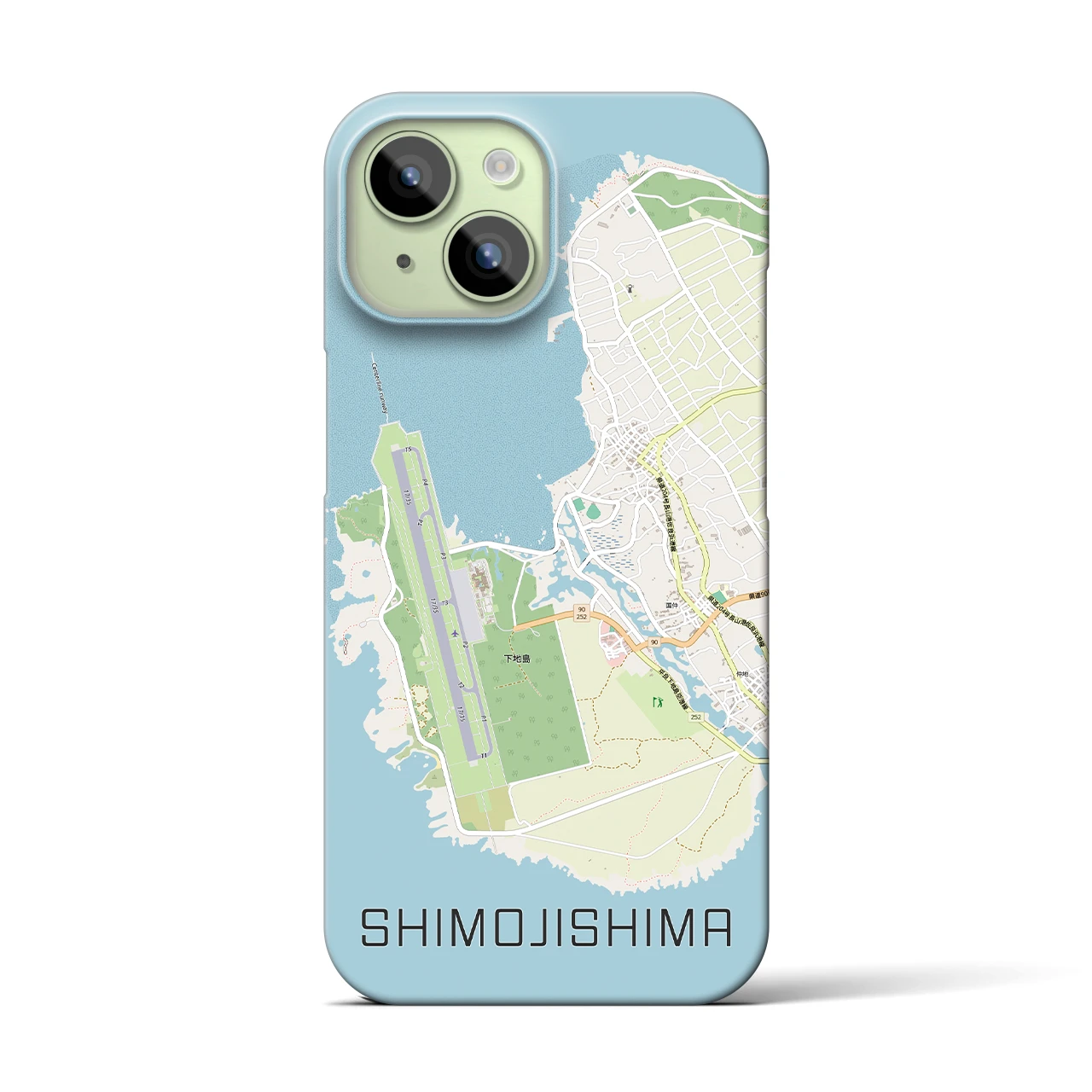 【下地島】地図柄iPhoneケース（バックカバータイプ・ナチュラル）iPhone 15 用