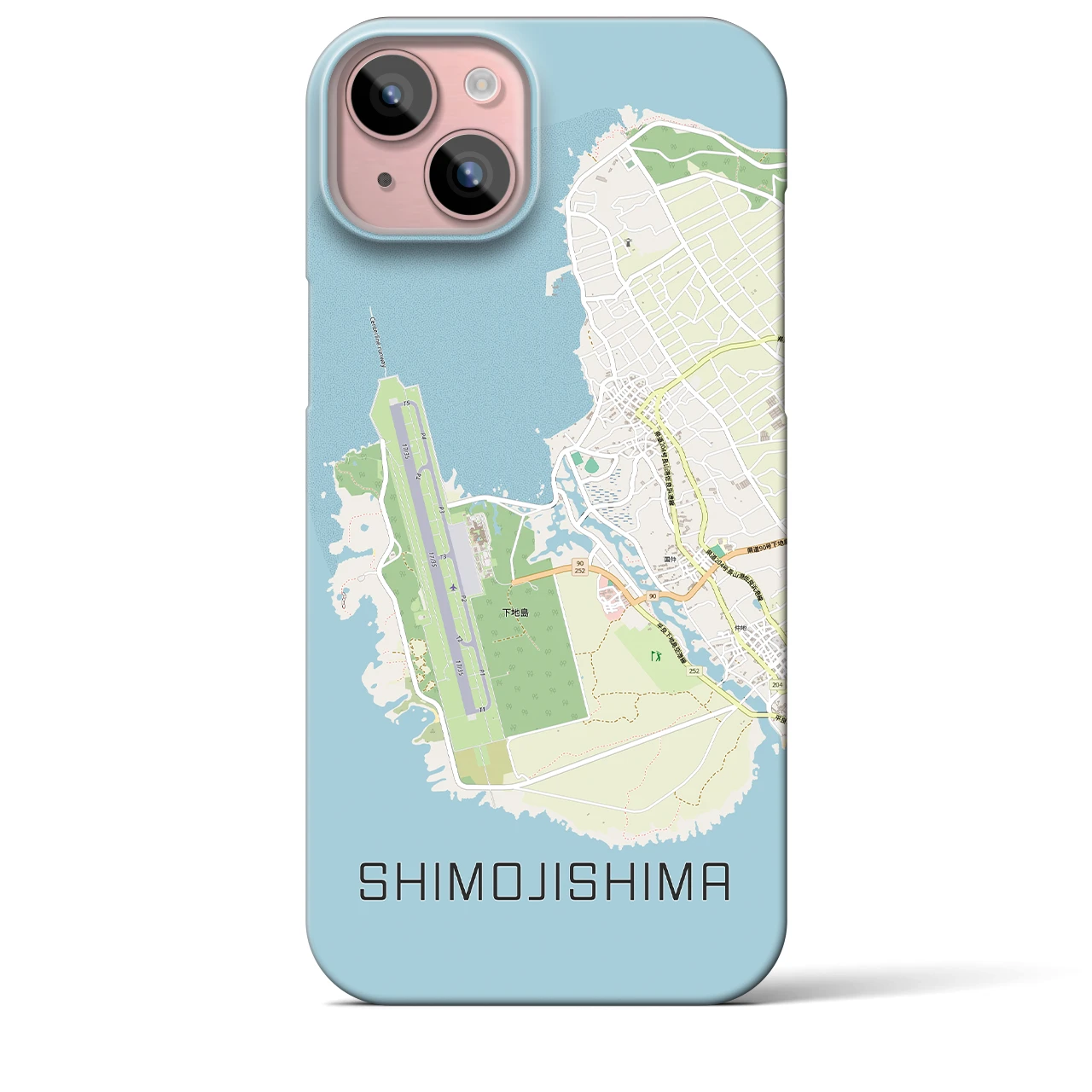 【下地島】地図柄iPhoneケース（バックカバータイプ・ナチュラル）iPhone 15 Plus 用