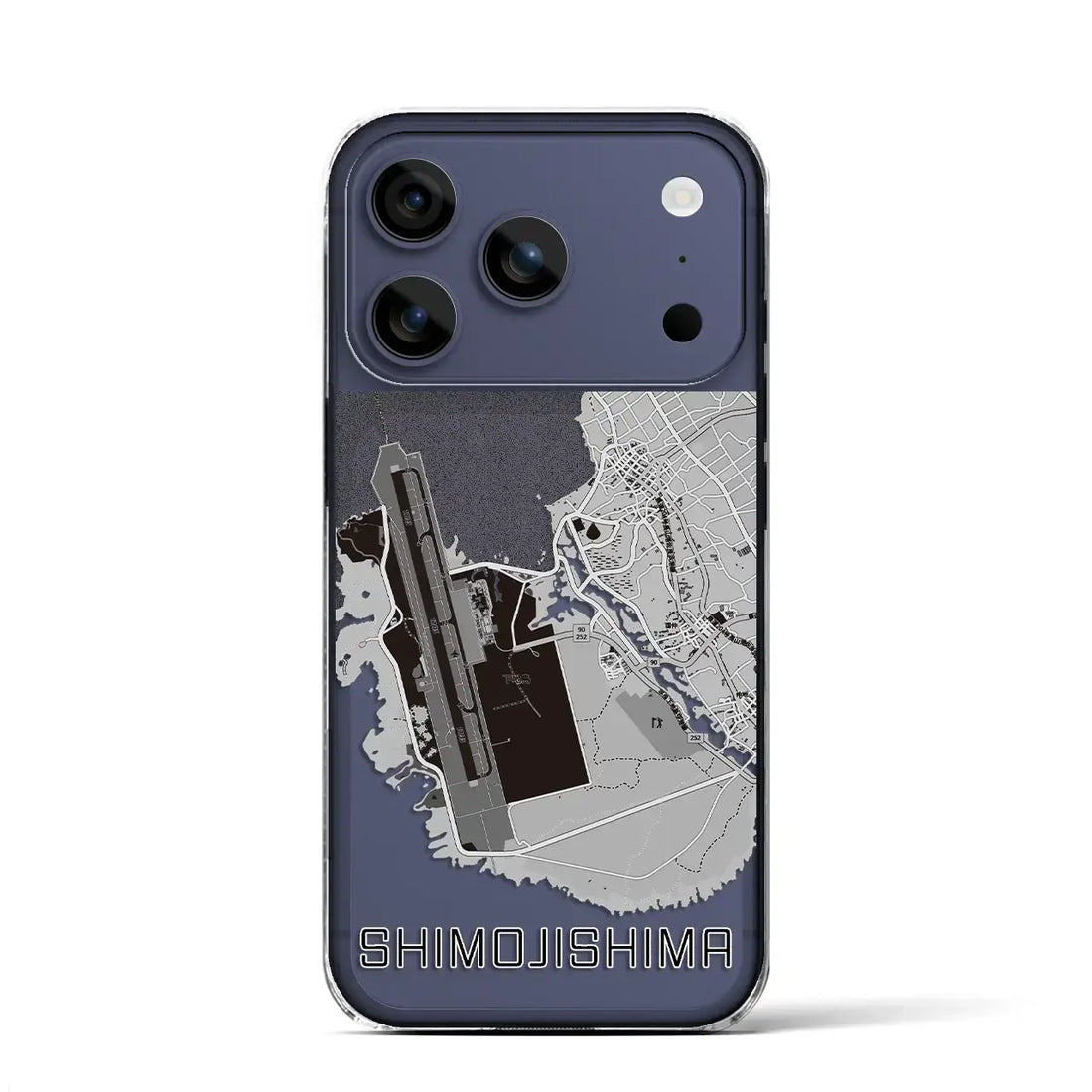 【下地島(沖縄県)】地図柄iPhoneケース(クリアタイプ)モノトーン・iPhone 17 Pro Max 用