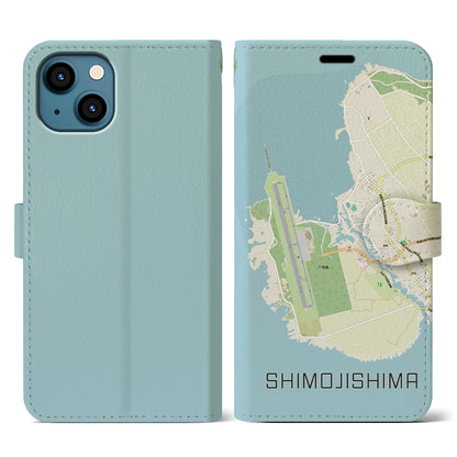 【下地島（沖縄県）】地図柄iPhoneケース（手帳タイプ）ナチュラル・iPhone 13 用